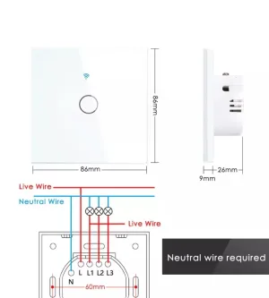 Interruptor Pared Inteligente 1 Gang Wifi Táctil Con App